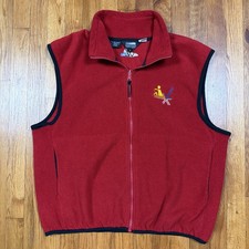 VTG 90s Sierra Sports Fleece Vest Mens L Red Full Zip Mock Neck Made in USA