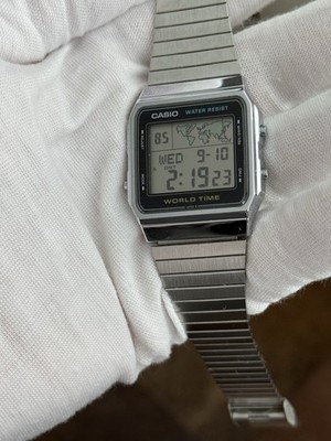 時計 CASIO WORLD TIME A300U Rare Vintage Casio World Time A300U Men's Digital Watch Module 643