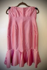 Vintage Jenny Yoo Collection 100% Silk Strapless Mini Dress Y2K Pink Belt SZ 8