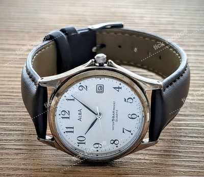 Vintage 2003 Seiko Alba V732-0D10 Silver Date 35mm Quartz Men's