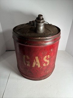 Vintage 5 Gallon Red Metal Gas Can – Rustic. Collectible.