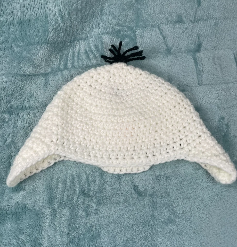 Hecho a mano Crochet Olaf muñeco de nieve sombrero blanco y naranja gorro niños gorra de invierno Foto 2 de 4