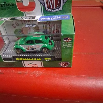 M2 MACHINES TURTLE WAX - 1953 VW BEETLE DELUXE U.S.A. MODEL GREEN & WHITE