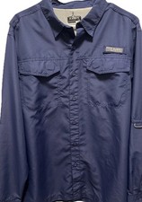 Habit Fishing Shirt Mens Large Vented Lightweight Blue 40 Sun Protection