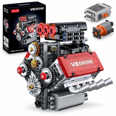Motorized V8 Engine Model Kit that Runs, 478-Piece 8-Cylinder Car Engine