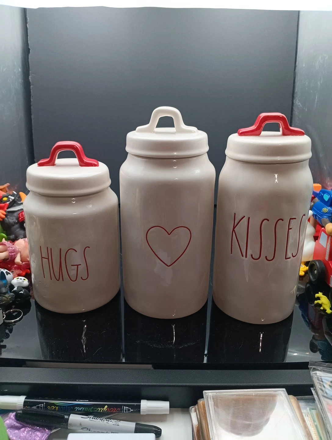Rae Dunn Hugs ❤️ Kisses 3 Piece Canister Set Free Shipping! T2332