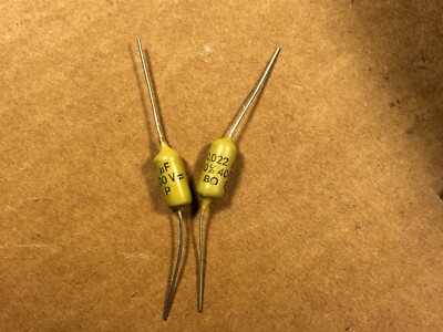2 NOS Vintage Mullard .022 uf 400v Mustard Capacitors TESTED Epiphone Marshall
