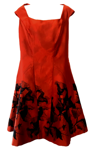 Beautiful Kay Unger New York Dress Size 16 Burnt Orange and Turquoise / Black