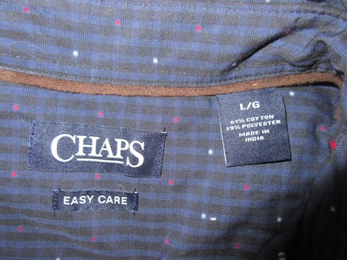 NWT CHAPS BLUE easy care dress casual button up shirt sz L - Picture 3 of 9