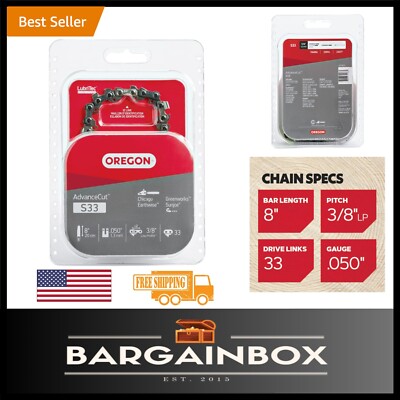 Heavy-Duty 8-Inch Semi-Chisel Chainsaw Chain   Fits Major Brands, 33 Links