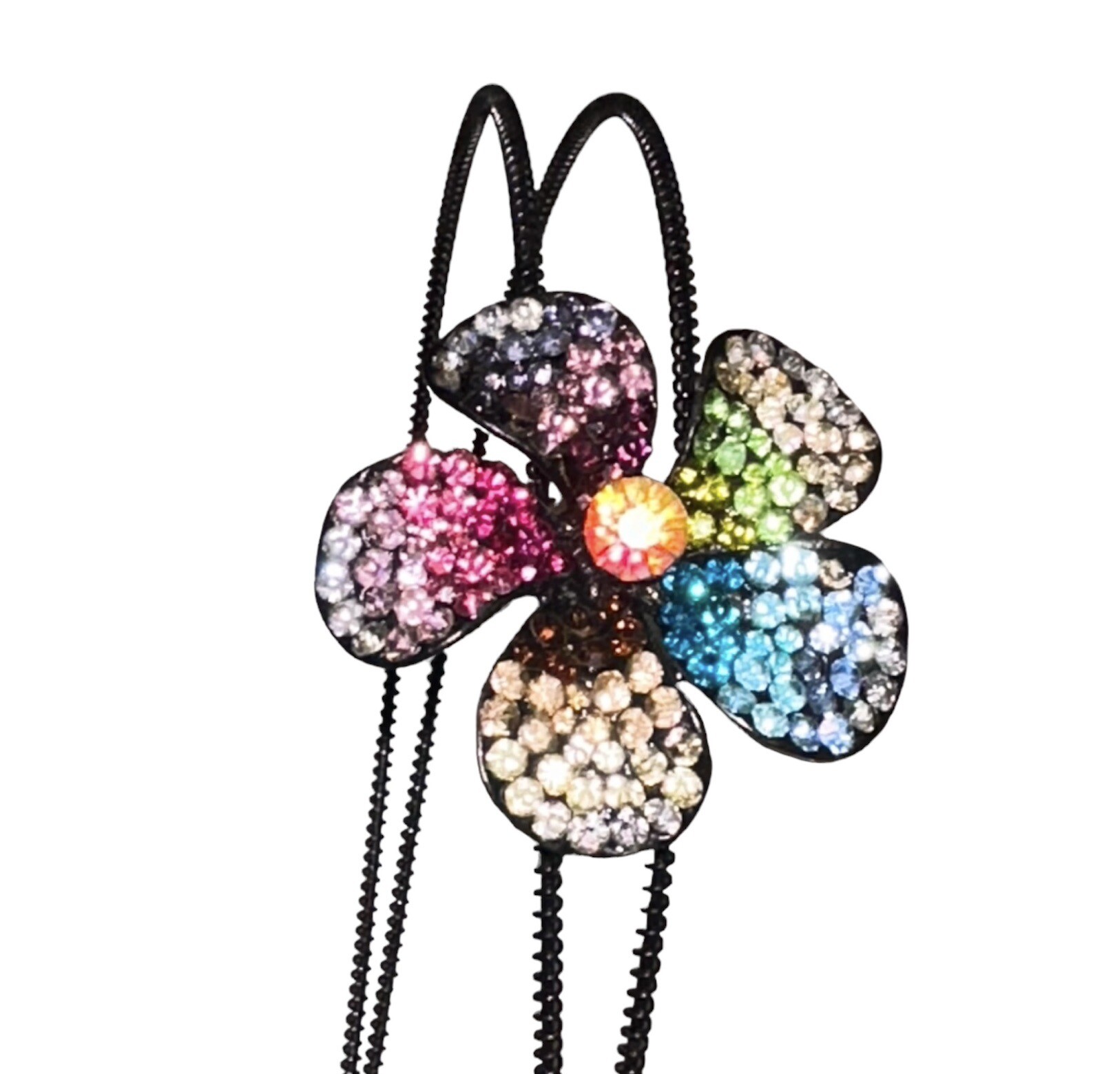 Double Split Row Headband with Crystal Rhinestone… - image 3