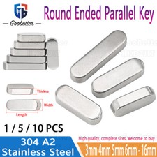 Round Ended Feather Parallel Key A2 Stainless Steel Drive Keys Shaft 3 - 16 mm