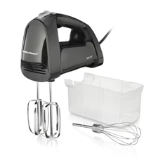 HAMILTON BEACH 6 SPEED HAND MIXER WITH STORAGE CASE 62690, BLACK *DISTRESSED PKG