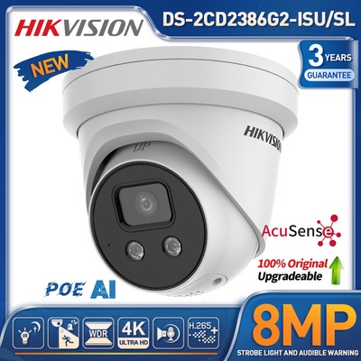 Hikvision CCTV Security DS-2CD2386G2-ISU/SL 2.8mm 8MP 4K IP Camera 2-Way Audio