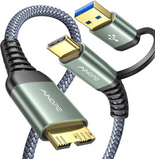 10Gbps Hard Drive Cable 1.5FT, Nylon Braided USB C to Micro B, Sturdy USB 3.1...