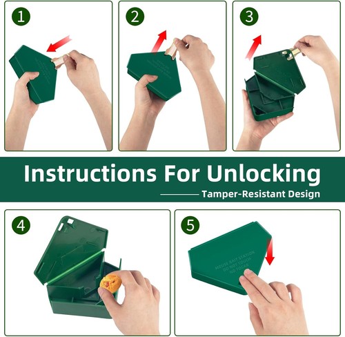 8 Pcs Mouse Bait Station with Keys Indoor Outdoor for Rats Mice Green 1 - Picture 3 of 9