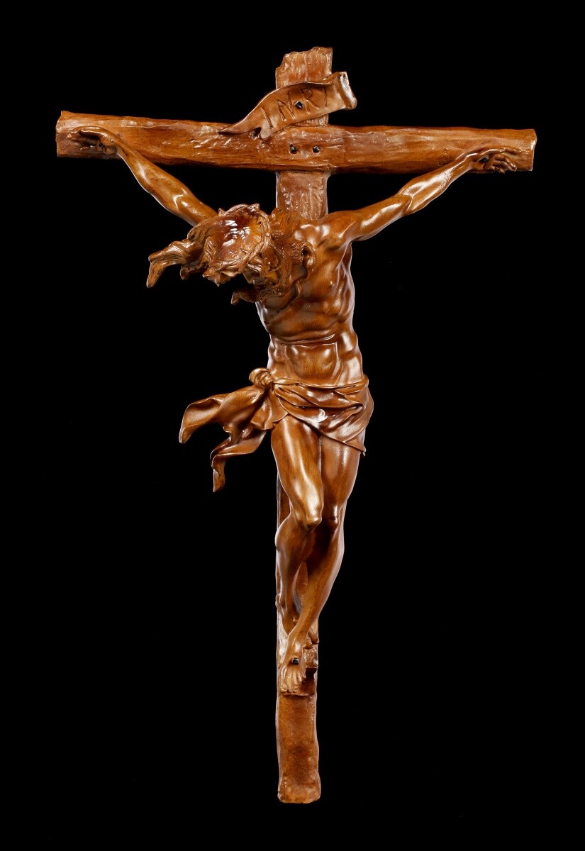 Wall Relief Crucifix - Jesus On Cross IN Wood Look - Religion Saint Figurine