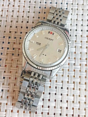 Orient Tri Star Automatik All/S Stahl 38mm alles Original Vintage Uhr
