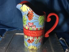 Inspirational Dayspring big10'' pitcher life nr 40985 bright red flowers NWT 