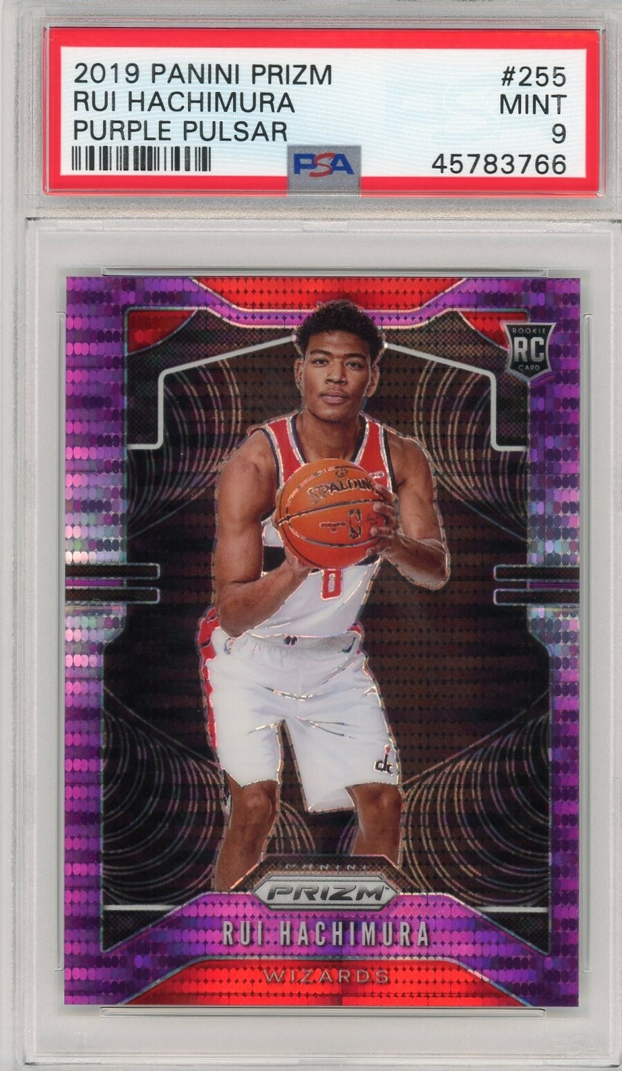2019 Prizm Rui Hachimura #255 Purple Pulsar #'d /35 Rookie RC PSA 9