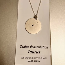 Zootility Unisex .925 Silver Taurus Constellation 20” Necklace / NWT