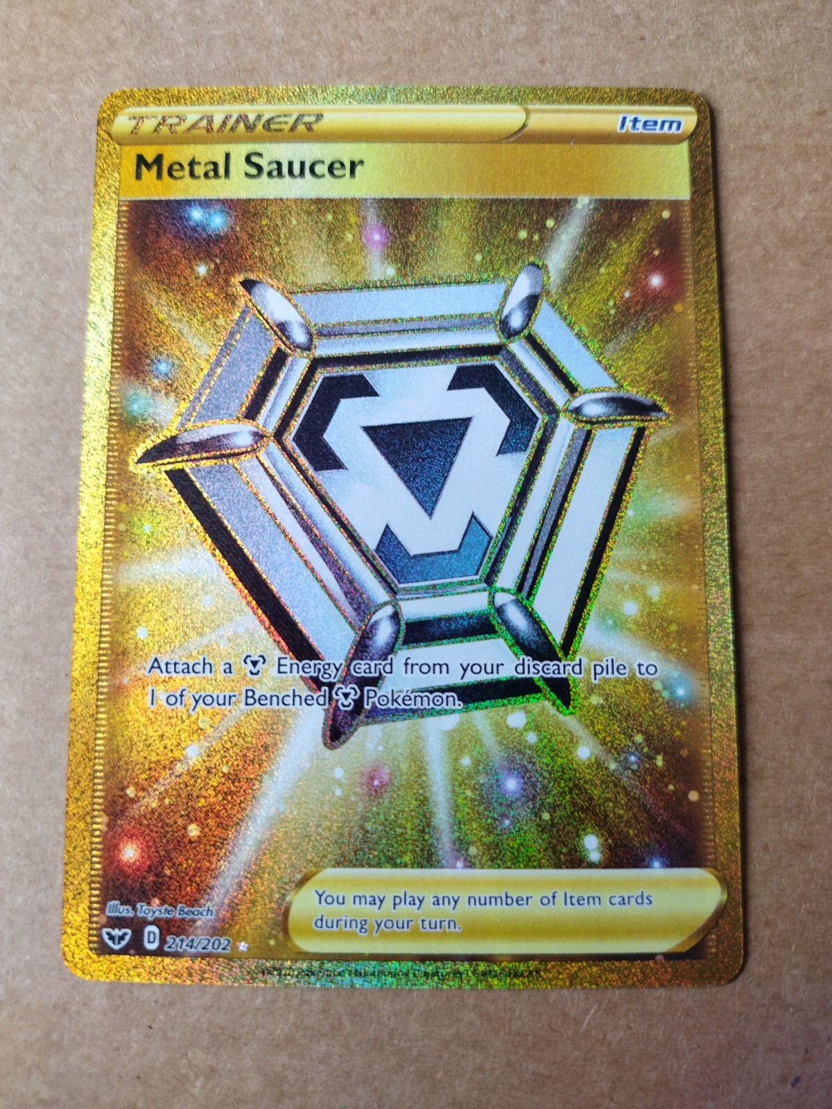 Pokemon Card Metal Saucer 214/202 Sword and Shield Base Set Secret Rare NM