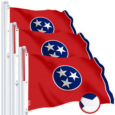 G128 3 Pack: Tennessee TN State Flag 6x10 Ft Spun Polyester Embroidered Design