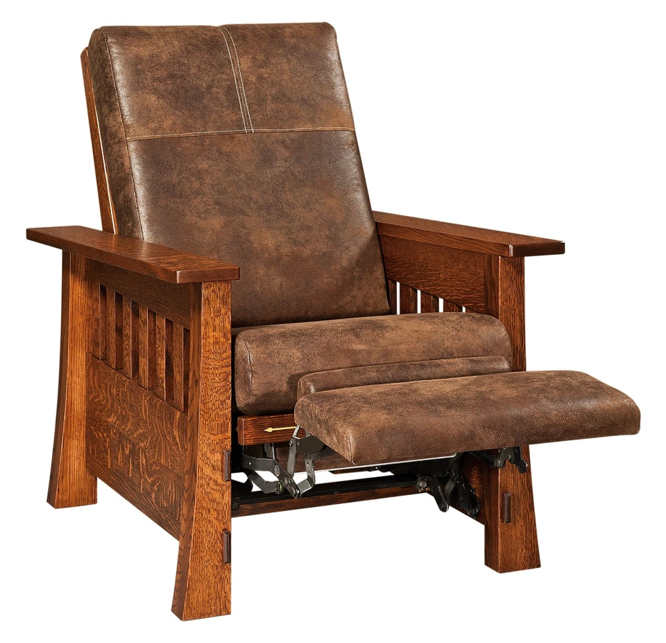 Amish Mission Arts & Crafts Mesa Recliner Accent Chair Solid Wood Upholstery - Image 2 of 4