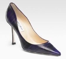 NIB 1400 JIMMY CHOO 36.5 "Empire" Purple EELSKIN Exotic Pump
