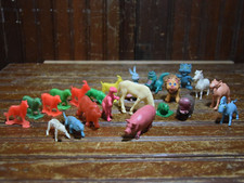 PLASTIC FARM JUNGLE ANIMALS DINOSAUR 1960s VINTAGE MIXED LOT OF 23 LION GOAT PIG