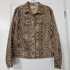 Transitions Vintage Gold  Brown Lined Silk Jacket Size L EUC