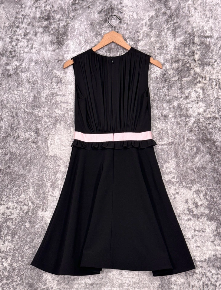 Платье Ted Baker 1/XS женское черно-розовое с бантом кружевное деталь трапециевидный крой расклешенное - Изображение 3 из 4