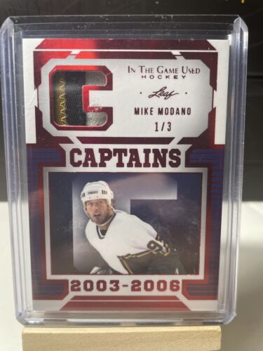 23 Leaf In The Game Used MIKE MODANO CAPTAINS GAME-USED 3 Color Patch RED #1 /3 - Picture 1 of 2