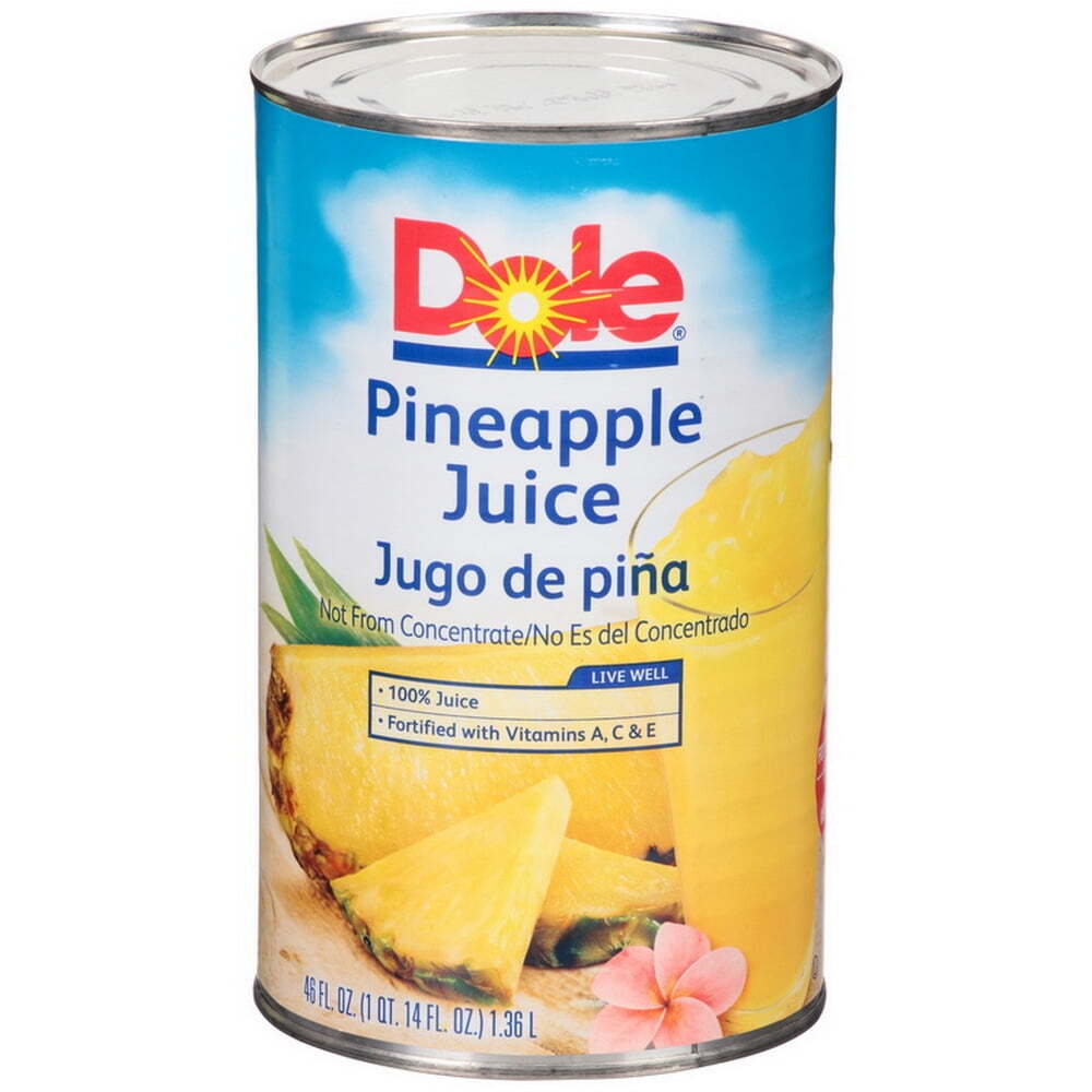 Dole Pineapple Juice, 100% Pineapple Juice 46 Fl Oz (Pack of 12