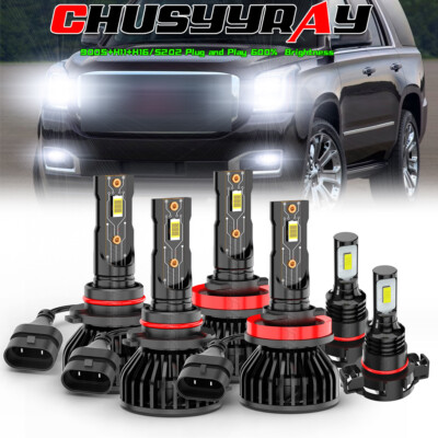Faros LED + Kit de luces antiniebla para For GMC Sierra 1500 2500 3500 2007-2013
