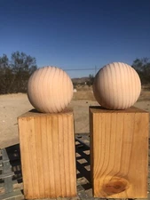 2 Wood Ball Finials. 4x4 Fence Post Cap/topper.Pine. Bedpost. Set of 2.