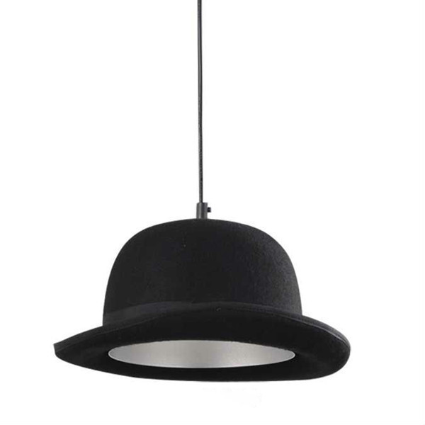 Modern Black Wool Flt Top Hat Bowler Jeeves Pendant Light Ceiling Lamp Lighting