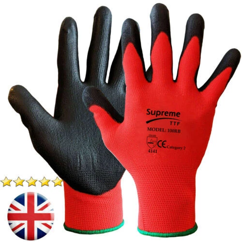124 PAIRES NEUF GANTS DE SÉCURITÉ ENDUITS DE PU BRIDE JARDIN CONSTRUCTEURS JARDINAGE