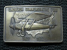 LINDBERGH COMMEMORATIVE 1927 1977 TOUR BELT BUCKLE VINTAGE RARE 1977 USA 