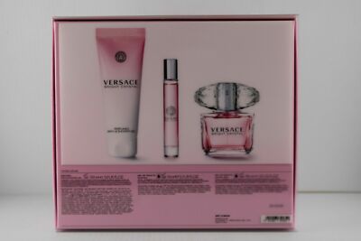 VERSACE BRIGHT CRYSTAL 3 PIECE GIFT SET EAU DE TOILETTE SPRAY 90ML