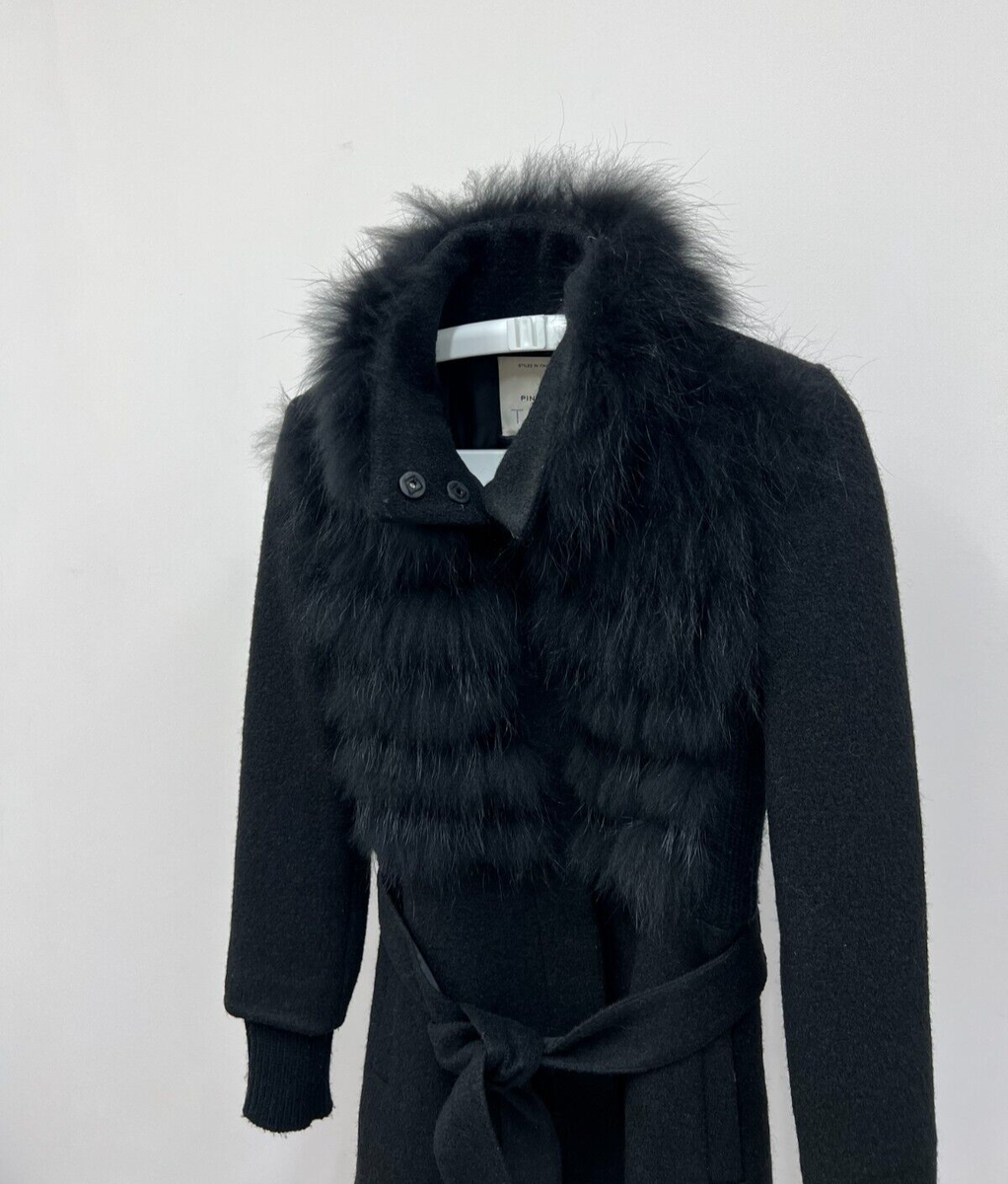 PINKO TAG Ladies Wool Blend Coat Jacket Fur Detail Size US 4 PINKO TAG Ladies Wool Blend Coat Jacket Fur Detail Size US 4