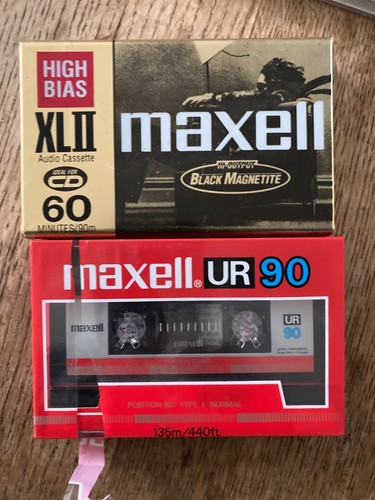 Lot of 2 Maxell XLII 60 Min High Bias - & UR 90 Cassette Tapes -New Sealed Japan