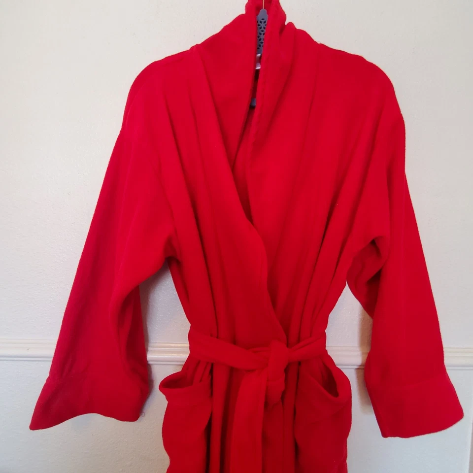 Josie Red Bathrobe with Pockets and attached Belt Women's Size Large - Image 2 of 4