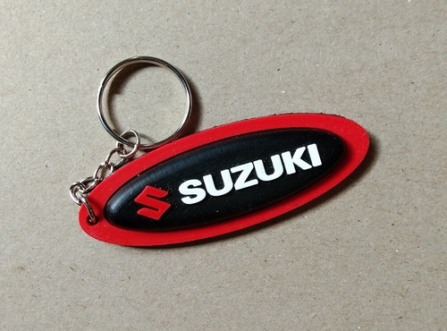 SUZUKI Black Oval Keychain Rubber Motorcycle Racing Keyring Collectable Gift #03 - Picture 4 of 4