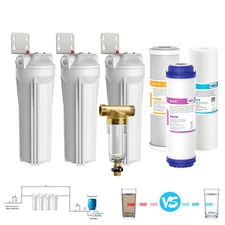 10 Inch Whole House Water Filter Housing System 10" x2.5" Sediment Carbon Filter