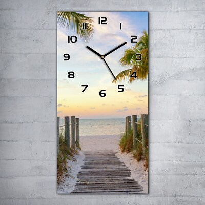 Glasuhr Wanduhr Küchenuhr Strand West Florida Miami Palmen meer Meer 30x60