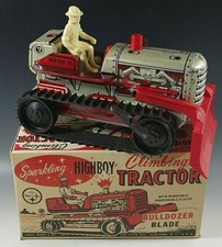MARX 1950s CLIMBING TRACTOR SPARKLING TRACTOR BLADE HIGHBOY WINDUP TOY MIB 6
