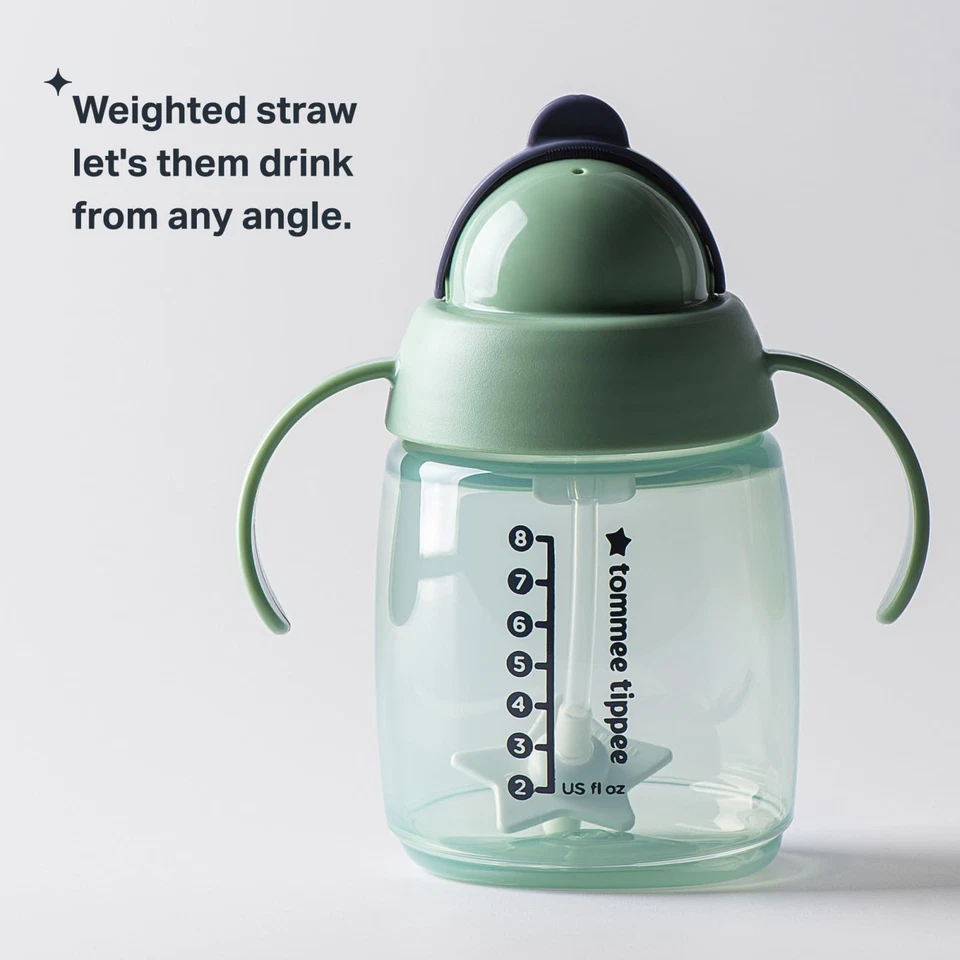 Чашка Superstar Weighted Straw Sippy Cup 10 унций зеленая упаковка из 2 штук для младенцев 6 месяцев+ - Изображение 3 из 4