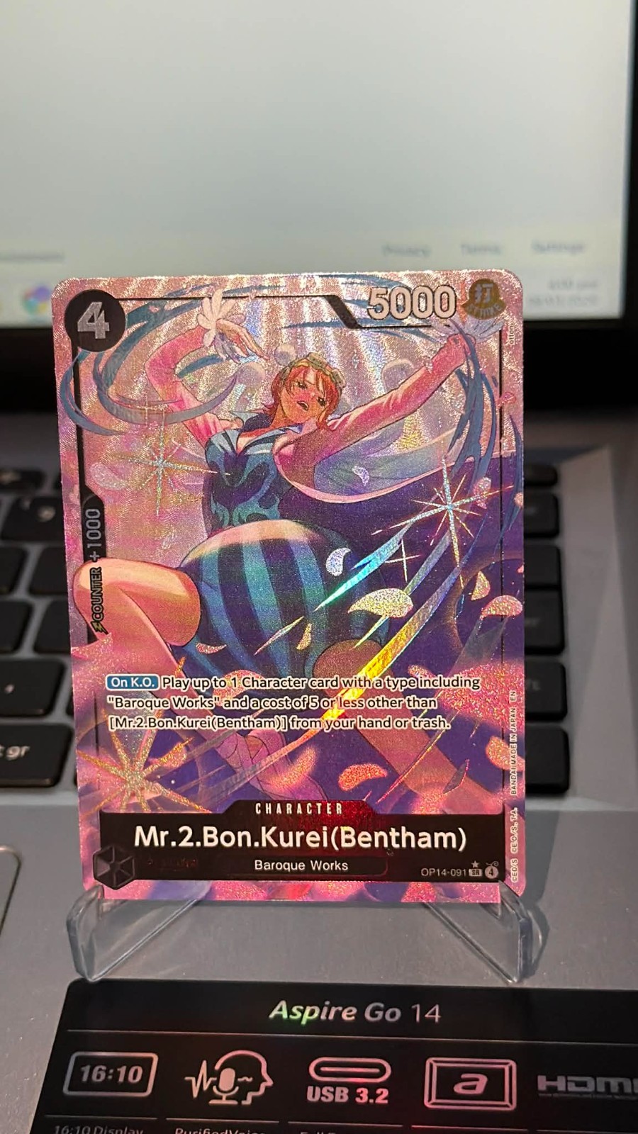 Mr.2.Bon.Kurei (Bentham) (Alt Art) OP14-091 SR The Azure Sea's Seven - One Piece