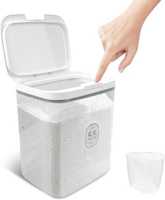 5.5L Laundry Detergent Dispenser One-Press Lid Airtight Bead Powder Storage Box